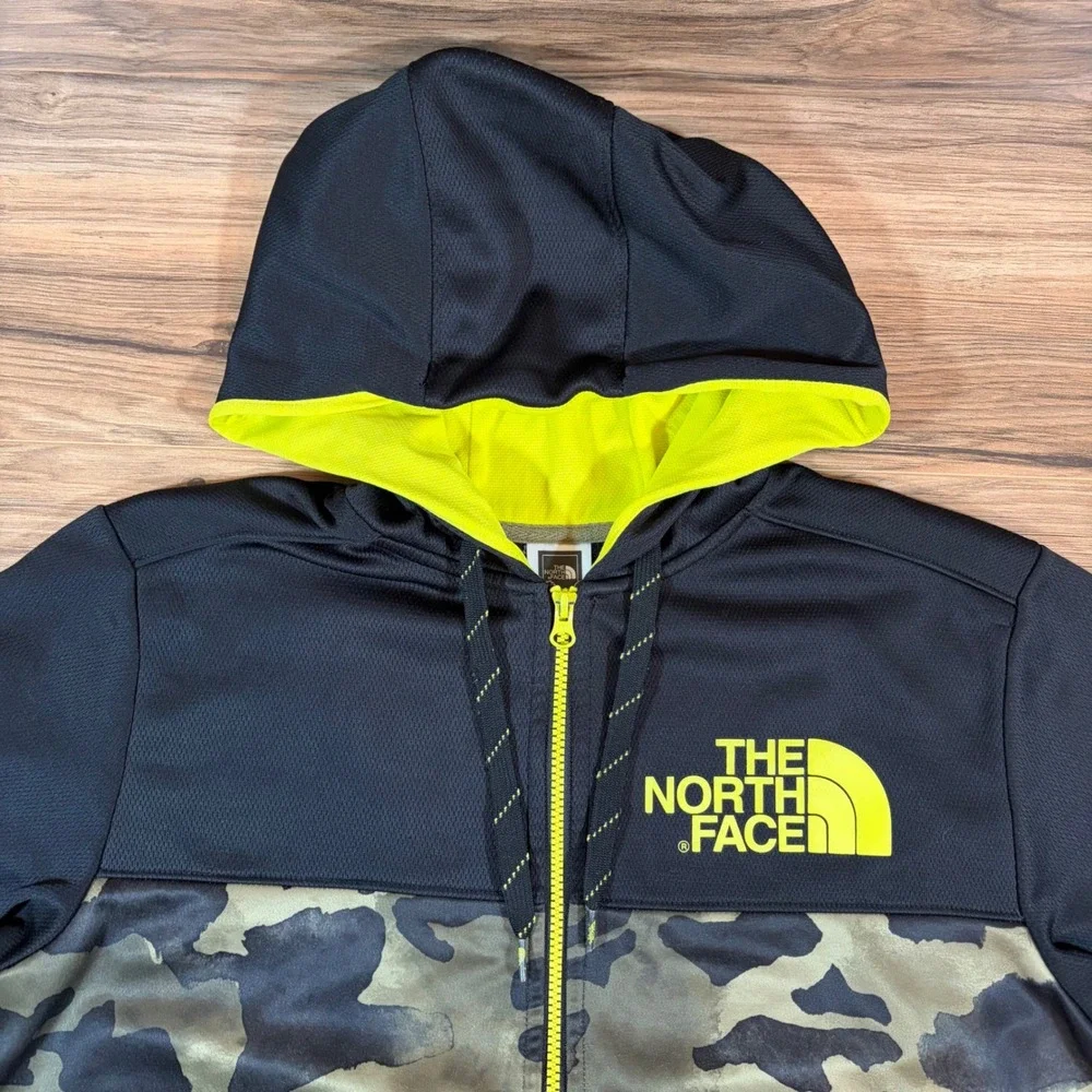 The North Face Mens Full Zip Hoodie Camo Black Yellow Logo Sweatshirt Size M - Picture 7 of 16